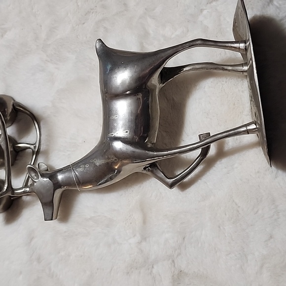 Silver Deer Candle Holder  Decor. Cast Aluminum. - Picture 3 of 9
